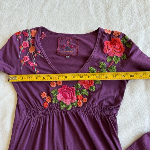 Johnny Was Long Sleeve Flower Embroidered Mini Dress Purple Size XS - Picture 7 of 11